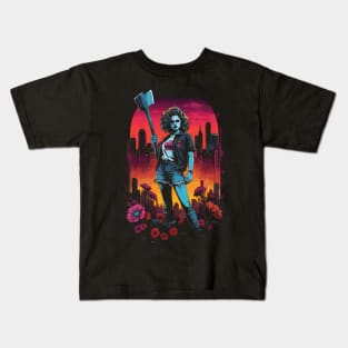 Final Girl Vintage Flower Horror Kids T-Shirt